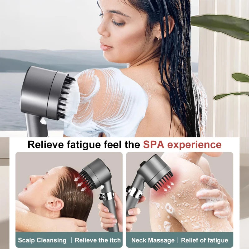 High-Pressure Massage Showerhead with 4 Spray Modes and Built-in Filter Element