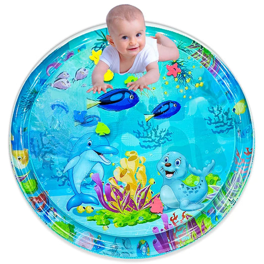 Large Baby Water Play Mat – 100cm Inflatable Dolphin and Seal Pattern